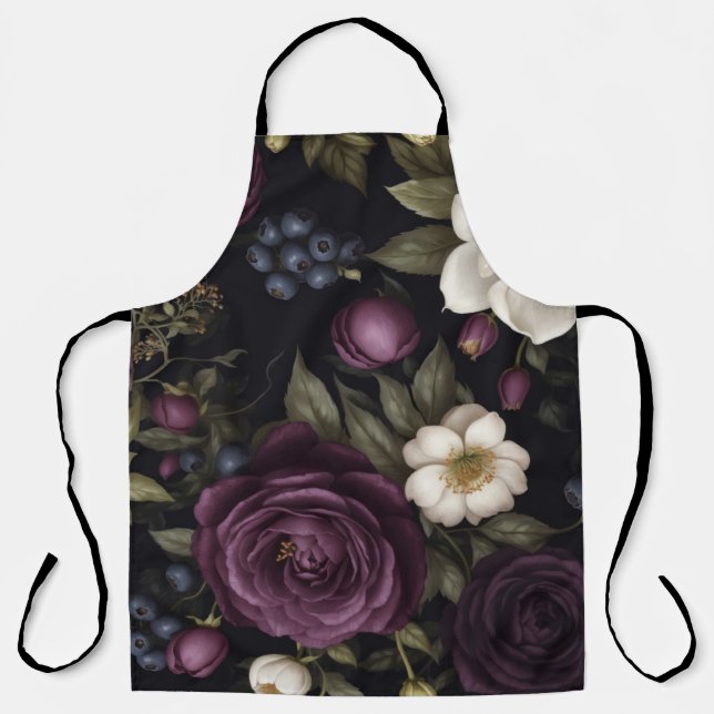 Tablier Conception florale d'académie sombre (Recto)