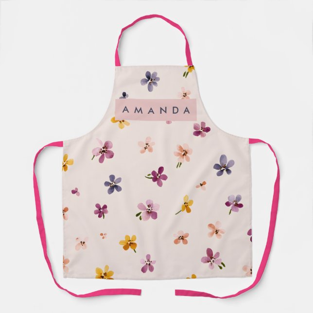 Tablier Conception florale pastel personnalisée aux couleu (Recto)