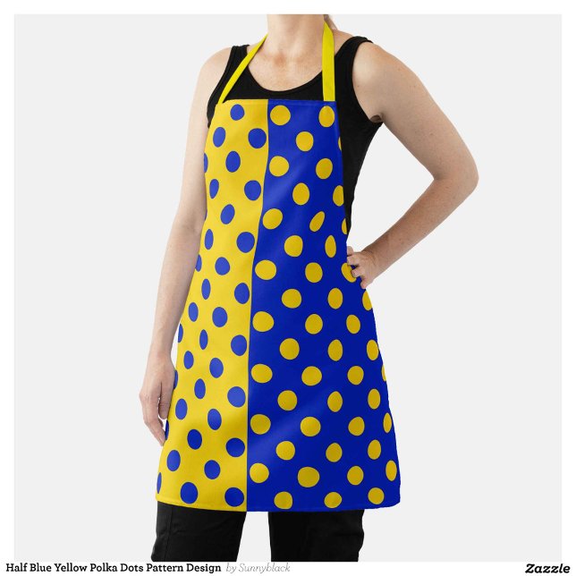 Tablier Conception Pois demi-bleue Jaune (Créateur téléchargé)
