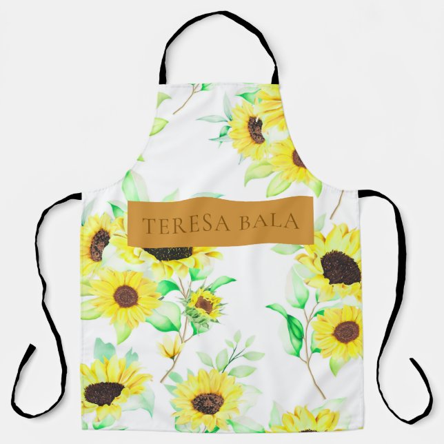 Tablier Conception rustique personnalisée de fleurs jaunes (Recto)
