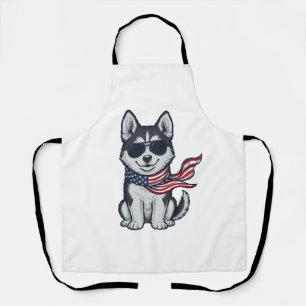Tablier Conception vectorielle vintage d'un chiot husky pa