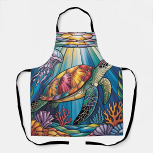 Tablier Conception vibrante de tortue marine en verre colo