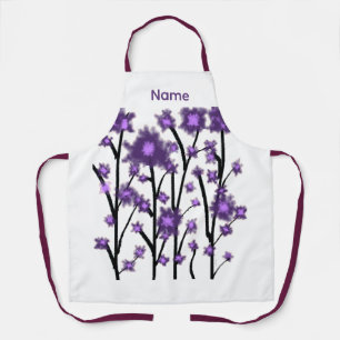 Tablier Contemporain Moderne Fleurs Blanches Violettes
