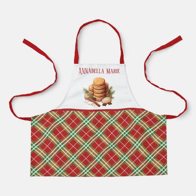 Tablier cookie de Noël plat cuisson ajouter nom aquarelle (Recto)