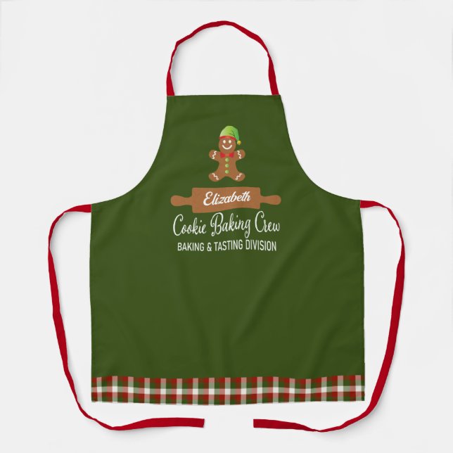 Tablier Cookie Plaid Baking Crew Green Christmas (Recto)