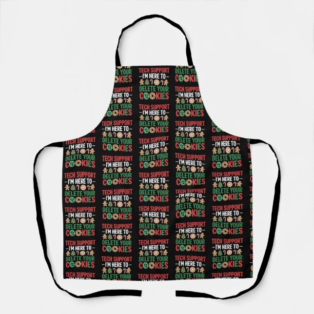 Tablier Cookies de Noël de soutien technique drôle de trav (Recto)