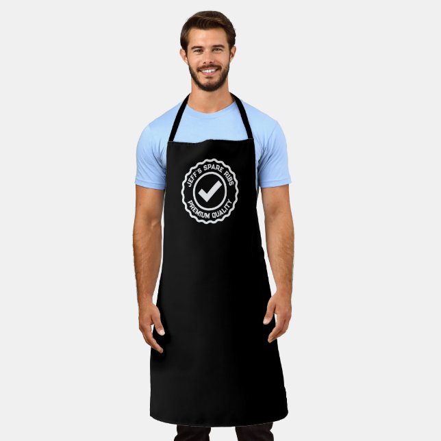 Tablier Cool black BBQ apron for grillmaster chef's name (Porté)