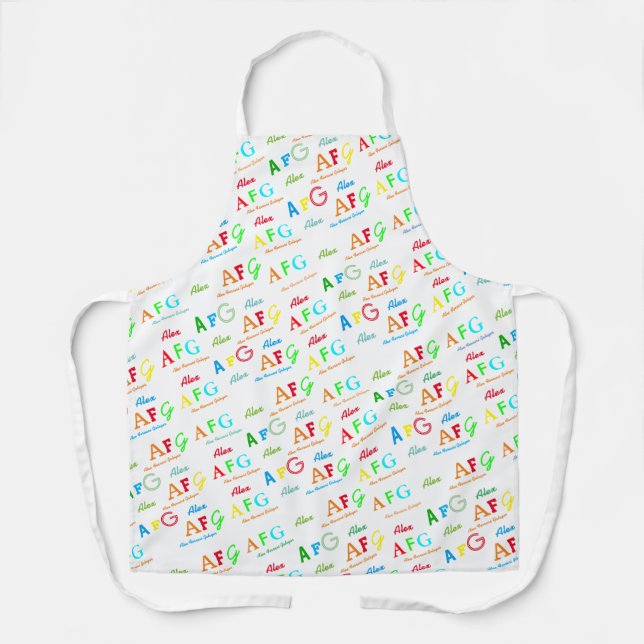 Tablier cool blanc avec motif de noms de couleurs (Recto)