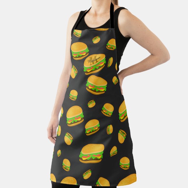 Tablier Cool et amusant yummy burger motif Monogramme (Insitu)