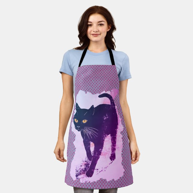 Tablier Cool Kitty Lino Imprimer spot vintage (Porté)