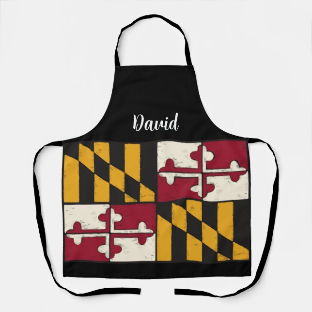 Tablier Cool Personnalisé Maryland Drapeau Chef Apron (Recto)