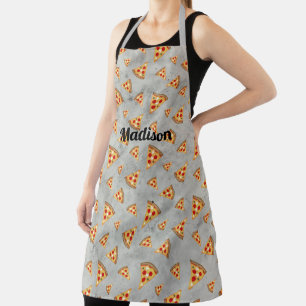 Tablier Cool pizza tranches vintage gris motif Personnalis
