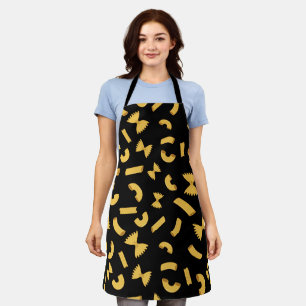 Tablier Cool plaisir pâtes macaroni motif sur noir