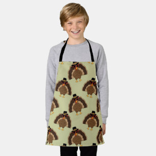 Tablier Cool Turquie Thanksgiving fun brun vert motif