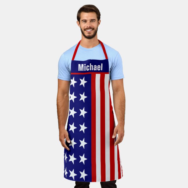 Tablier Cool US Flag Design Aprons, Patriot BBQ Grill Chef (Porté)
