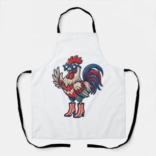Tablier Coq Patriotique en Talons Gravure Vintage Chemise