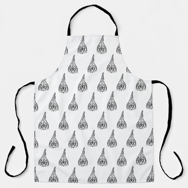 Tablier Coq tribal noir et blanc (Recto)