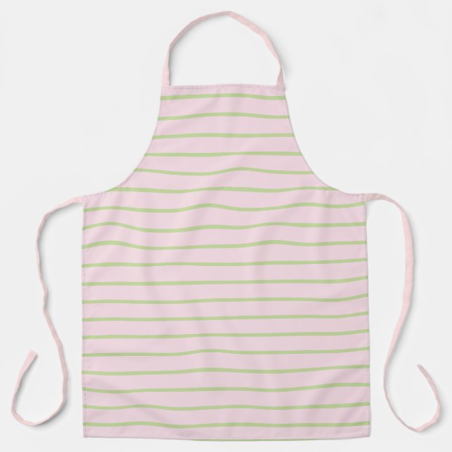 Tablier Coquette Préparation Chic Rayures Vert Pastel Et R (Recto)