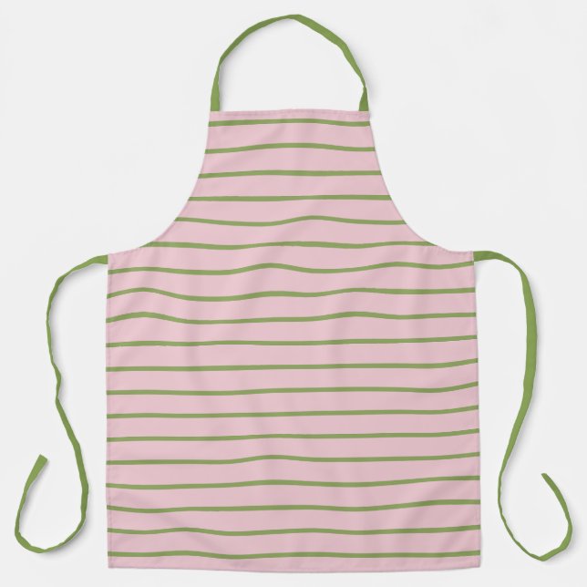 Tablier Coquette Préparation Chic Rayures Vert Pastel Et R (Recto)