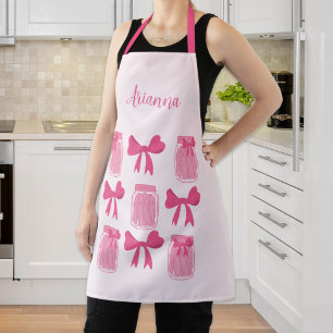Tablier Coquette rose chaud Pickle Jar et Bow Personnalisé