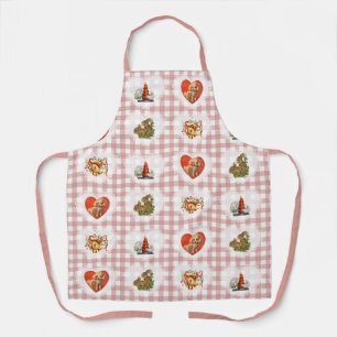Tablier Coquette Vintage rétro Bébé Noël Animaux En vichy