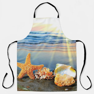 Tablier Coquillages marins et étoiles de mer sur la plage
