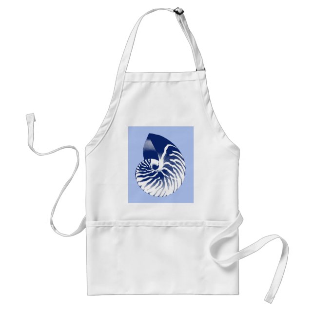 Tablier Coquille de Nautilus - marine, blanc & bleu clair (Devant)
