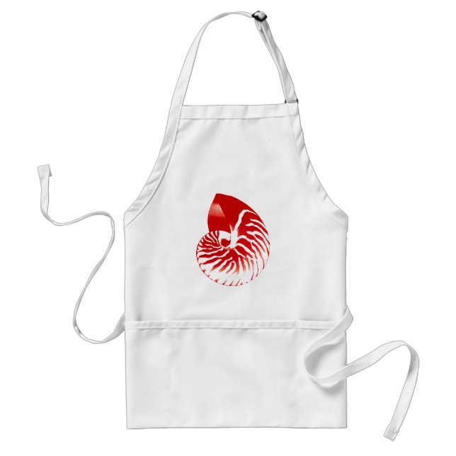 Tablier Coquille de Nautilus - rouge foncé et blanc (Devant)