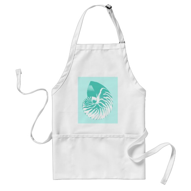 Tablier Coquille de Nautilus - turquoise, aqua et blanc (Devant)