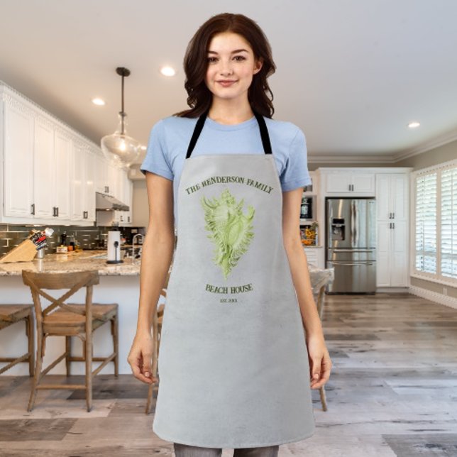 TabLIER Coquille Verte Conque (Green Conch Shell Personalized Apron)