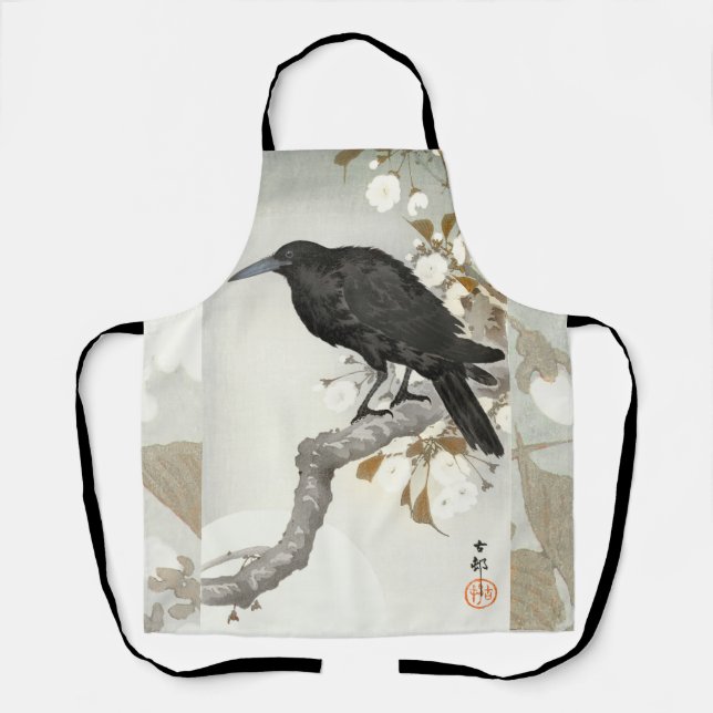 Tablier Corbeau Koson Oiseau Japonais Corbeau (Recto)
