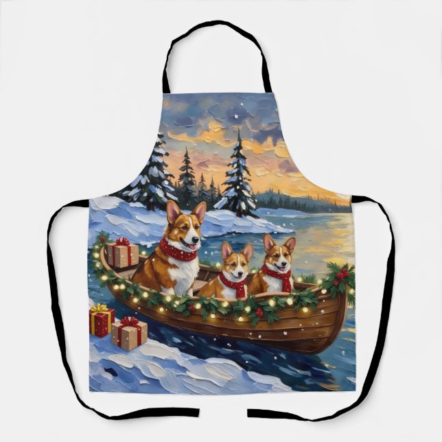 Tablier Corgi Christmas Boat Holiday (Recto)