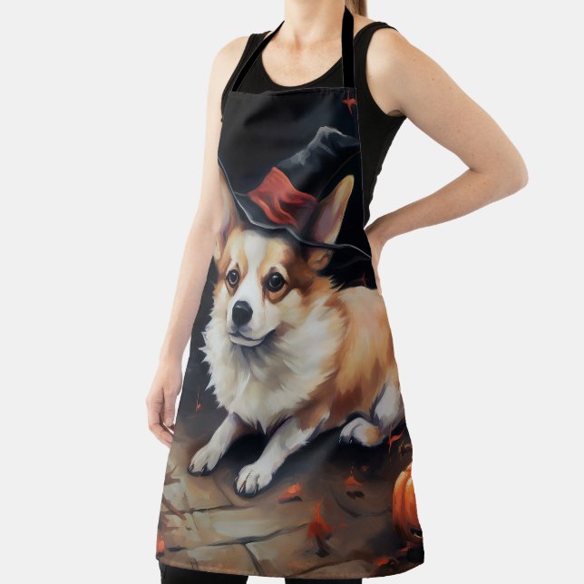 Tablier Corgi Citrouilles Halloween Épouvantable (Insitu)