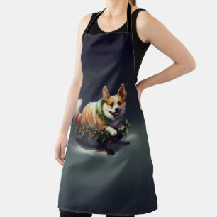 Tablier Corgi Noël neige hiver