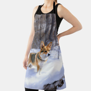 Tablier Corgi Noël sous la neige