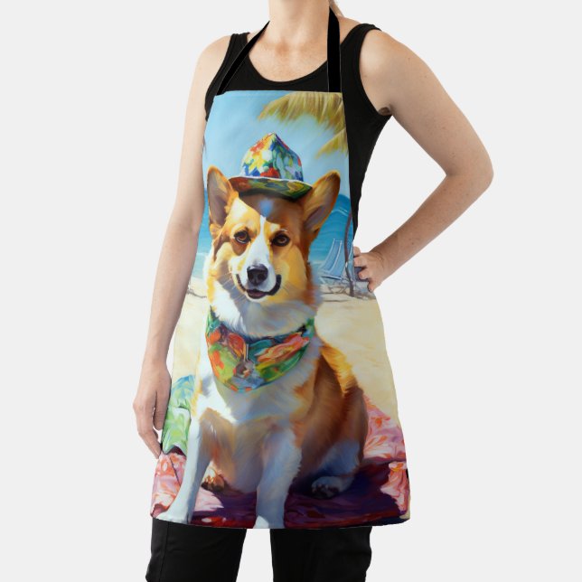 Tablier Corgi on Beach, cadeau d'été pour les amoureux de  (Insitu)