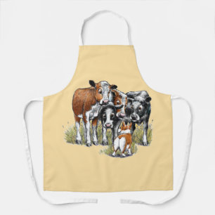 Tablier Corgi & Vaches Tout-En-Dessus Imprimé Tablier, Moy