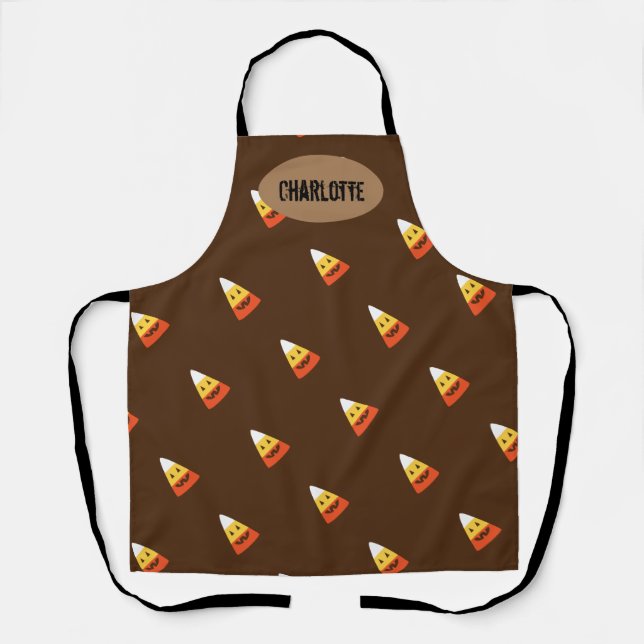 Tablier Corn de bonbons customisé Halloween Baker's Apron (Recto)