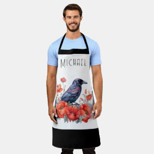 Tablier Corneilles Corneille Apron à fleurs d'Oiseau