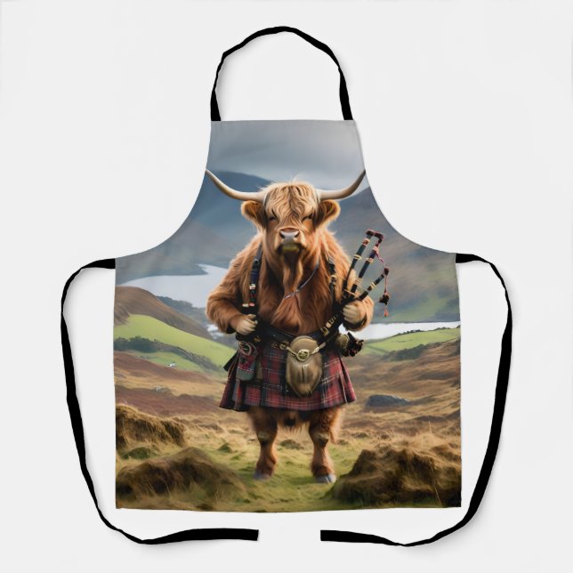 Tablier Cornemuseuse de vache des Highlands écossais,  (Recto)