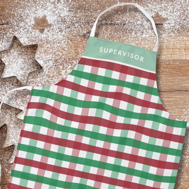 Tablier Correspondance personnalisée de Noël Rouge Vert Pl (Medium size, personalize with a name or title.)