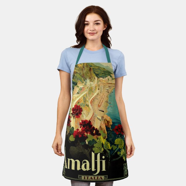 Tablier Côte italienne d'Amalfi, Poster Vintage voyage Ita (Porté)