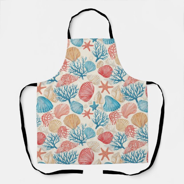 Tablier Côtière rustique - Coquillages, Poisson étoilé, Ba (Recto)
