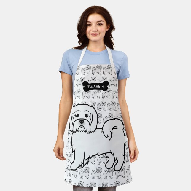 Tablier Coton de Tulear Chien de Dessin Animé Mignon & Nom (Porté)