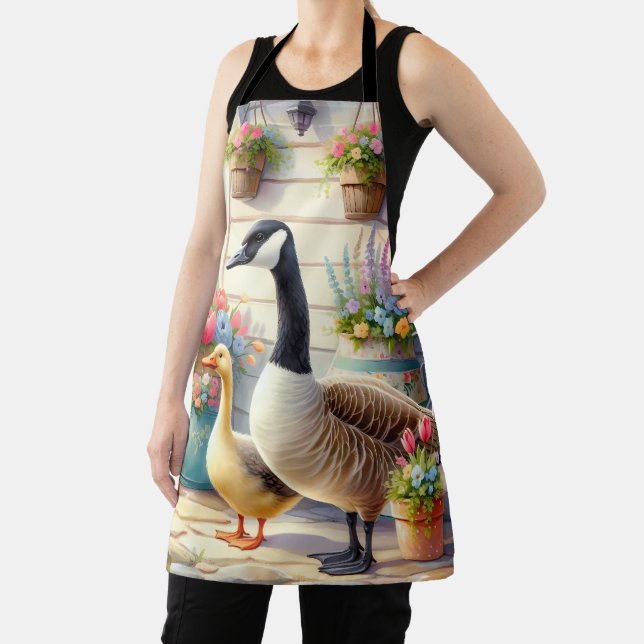 Tablier Cottage Garden Geese Spring Illustration (Insitu)