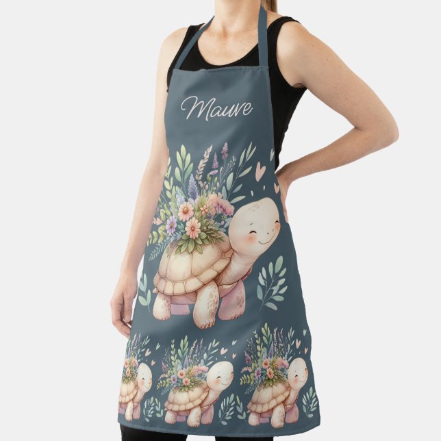 Tablier Cottage Garden Turtle Watercolor (Insitu)