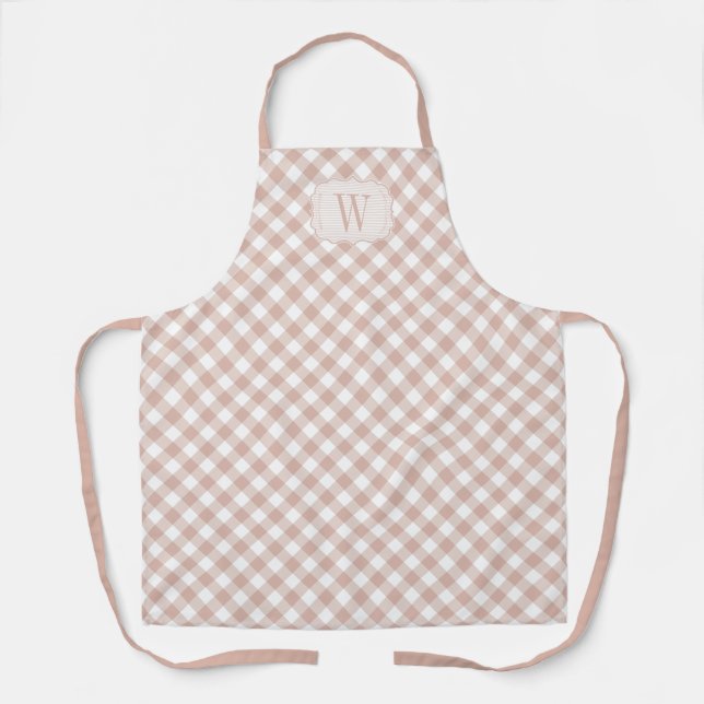 Tablier Cottage vintage Dusty Rose En vichy (Recto)