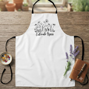 Tablier Cottagecore Cultivez la grâce Fleur sauvage Cadeau
