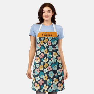 Tablier Cottagecore Floral Apron in Blue and Yellow – Vint