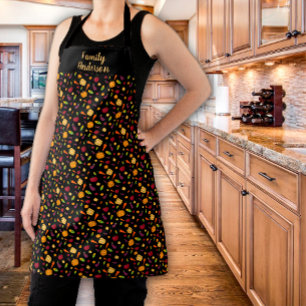 Tablier Cottagecore légumes nom noir